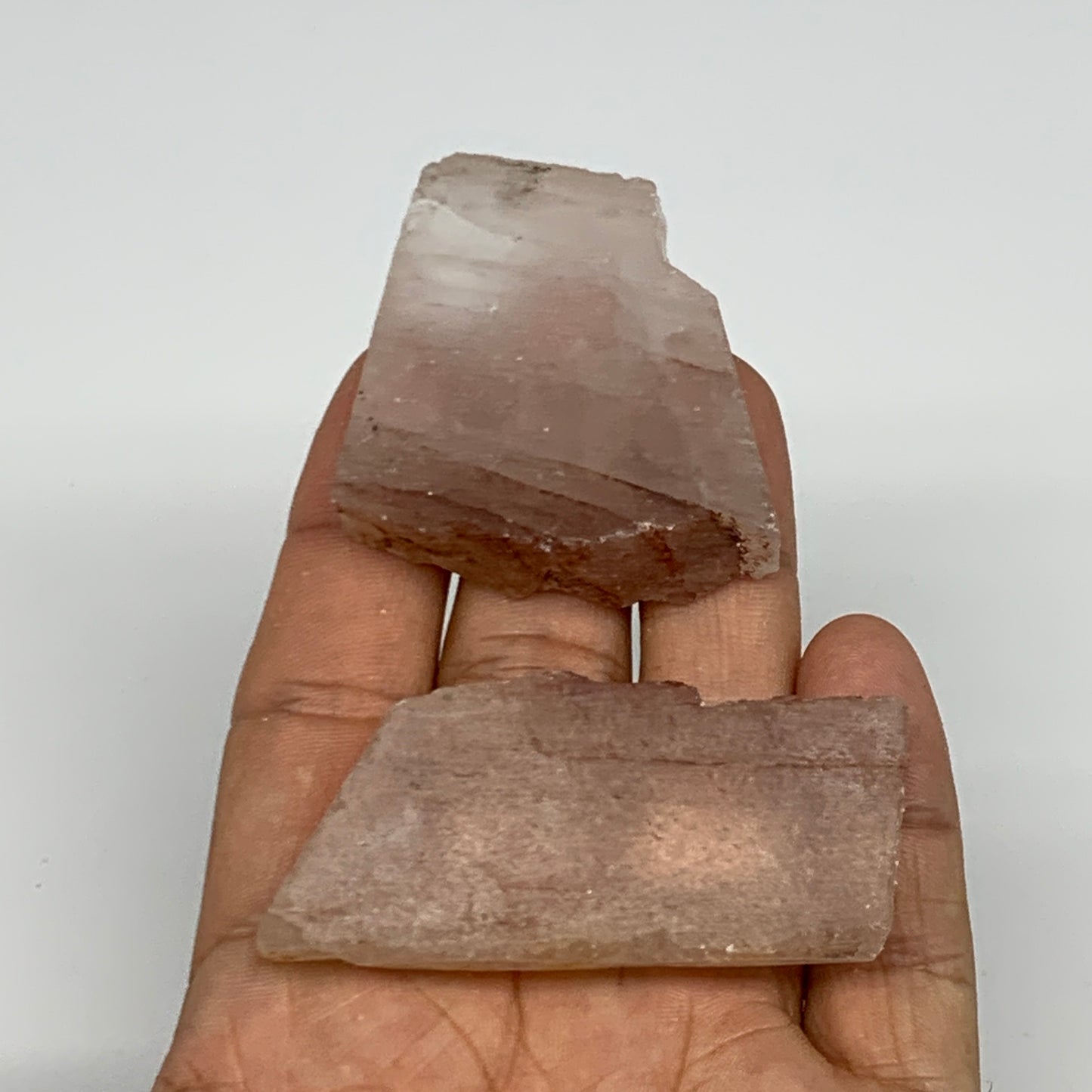 84.3g, 1.6"-2.3", 2pcs, One face polished Fire Quartz, One face semi polished, B