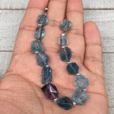 92.5cts, 13pcs, 8mm-12mm Blue Fluorite Gemstone Faceted Beads @Afghanistan,BE31