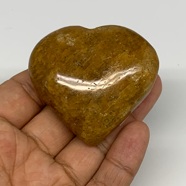 89.7g, 2"x2.2"x0.9", Natural Golden Quartz Heart Small Polished Crystal, B27133