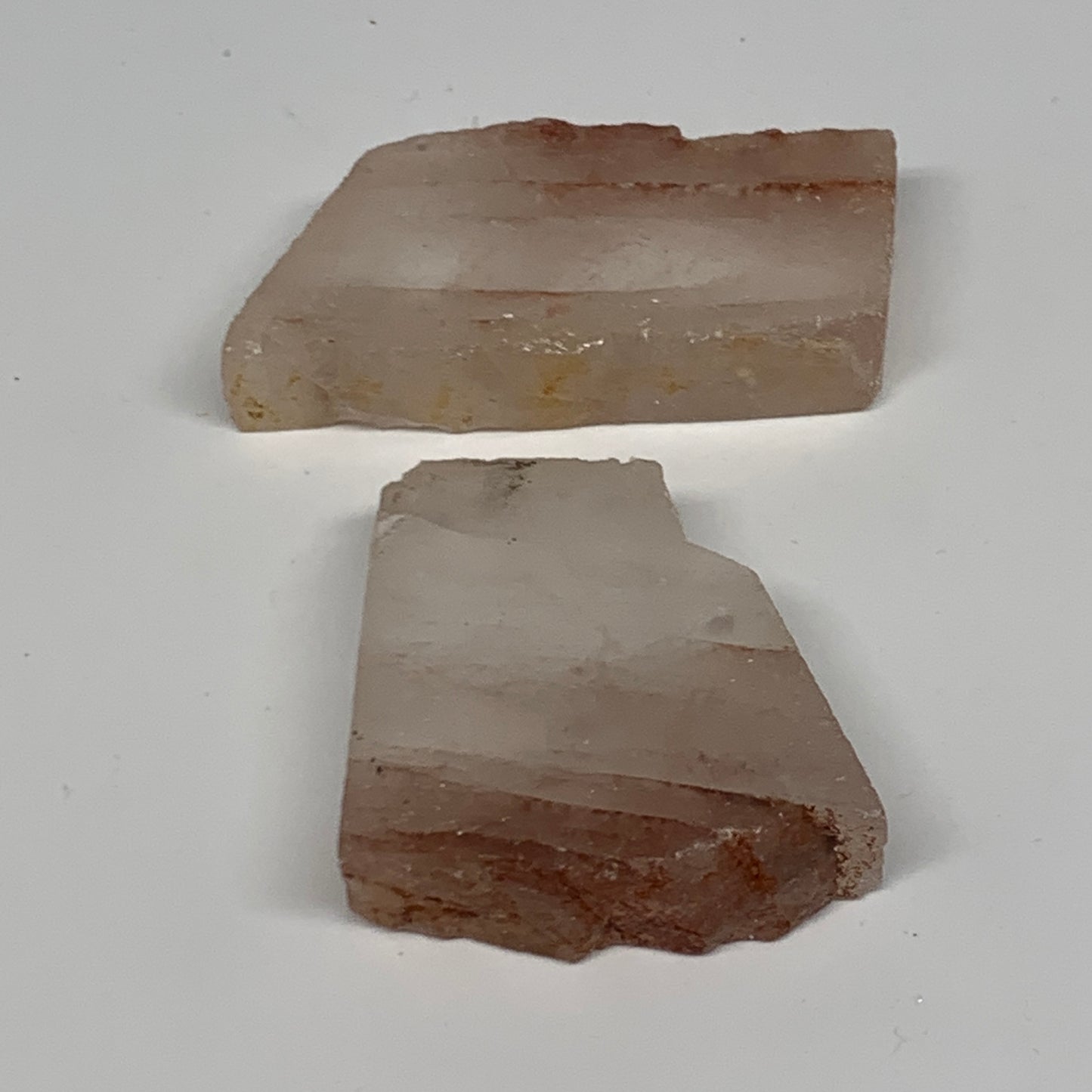 84.3g, 1.6"-2.3", 2pcs, One face polished Fire Quartz, One face semi polished, B