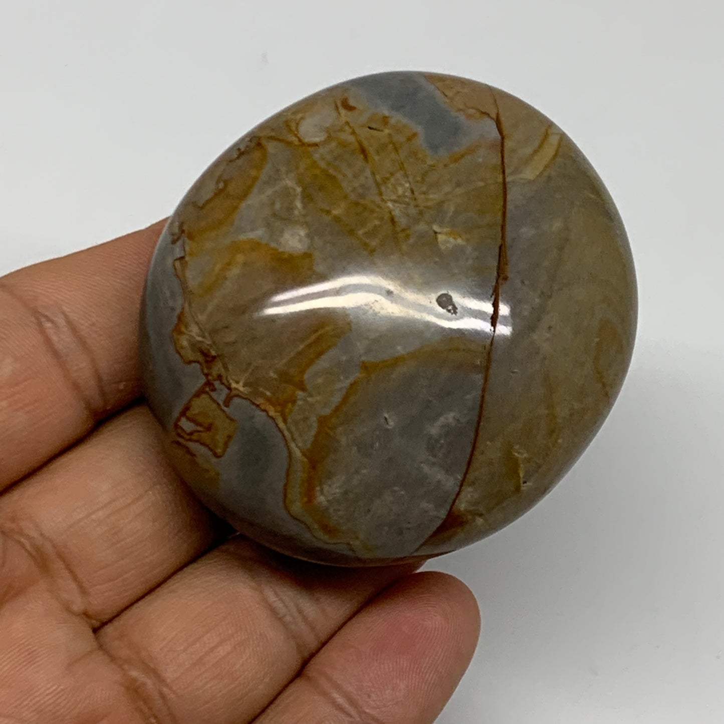 114.3g, 2.3"x2"x1.1" Polychrome Jasper Palm-Stone Reiki @Madagascar, B24493