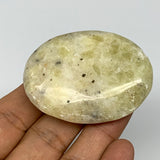 60.7g, 2.2"x1.7"x0.6", Natural Yellow Calcite Palm-Stone Crystal Polished Reiki,