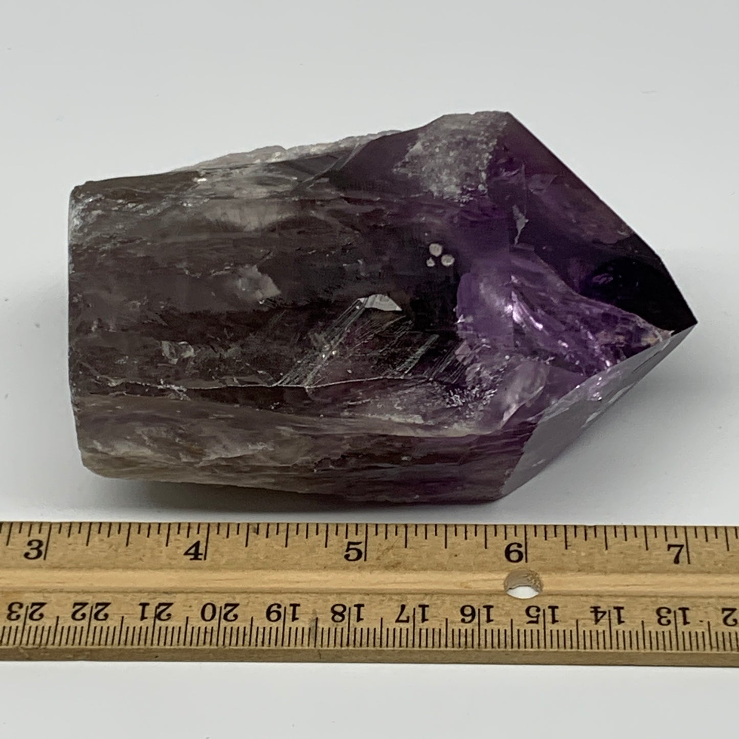 433.8g,4"x2.6"x2.1", Amethyst Point Polished Rough lower part Stands, B19085