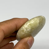 60.7g, 2.2"x1.7"x0.6", Natural Yellow Calcite Palm-Stone Crystal Polished Reiki,