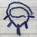 31.8g,10mm-41mm, Natural Lapis Lazuli Polished Tube Beads Strand,29 Beads,LPB280