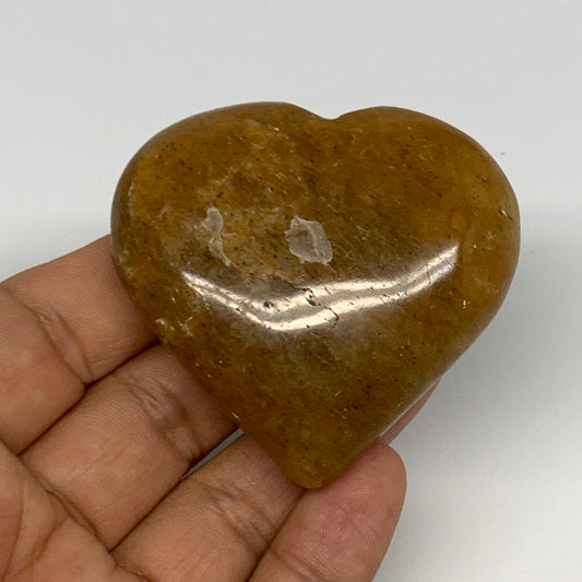 86.8g, 2.2"x2.3"x0.8", Natural Golden Quartz Heart Small Polished Crystal, B2713
