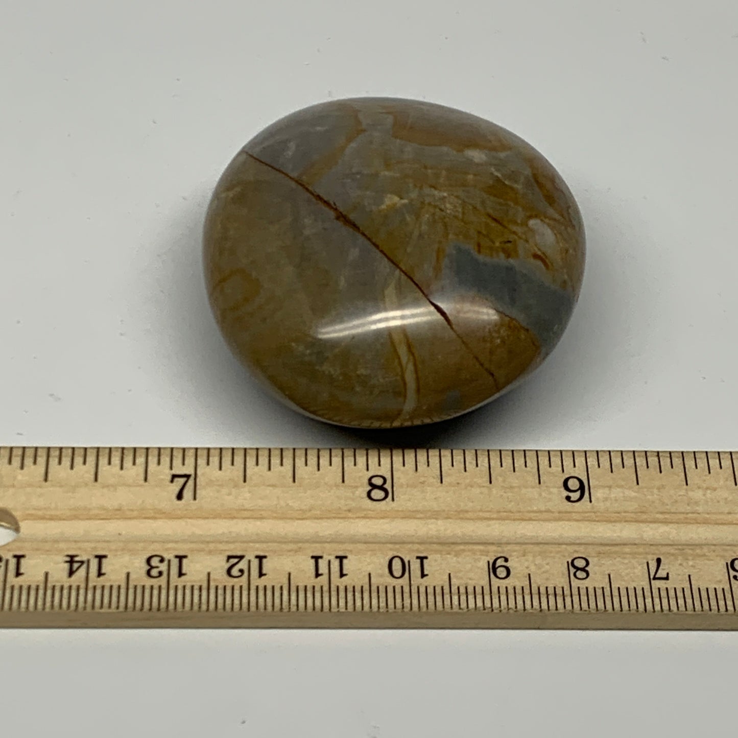 114.3g, 2.3"x2"x1.1" Polychrome Jasper Palm-Stone Reiki @Madagascar, B24493