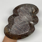 2pcs Set,8.5"x5.5" Double Heart Fossils Orthoceras Ammonite Bowls @Morocco,B8515