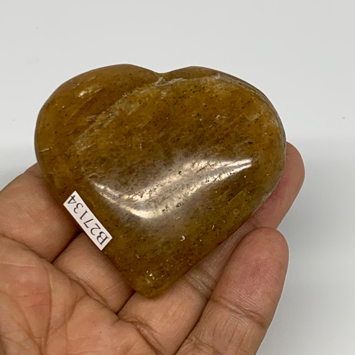 86.8g, 2.2"x2.3"x0.8", Natural Golden Quartz Heart Small Polished Crystal, B2713