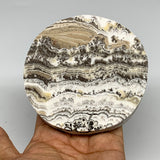 332.3g, 4.1"x0.7", Natural Picture Calcite Round Disc/Coaster @Mexico, B25477
