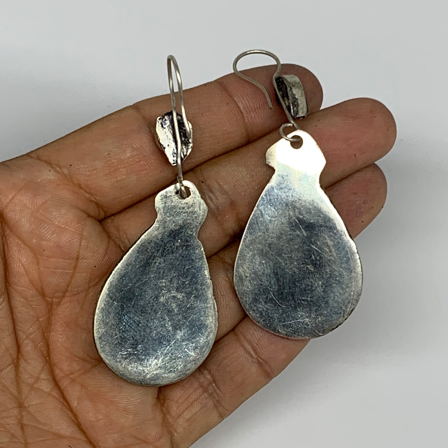 18.5g, 2.8"x1.1" Turkmen Earring Tribal Jewelry Black Carnelian Teardrop Boho, B