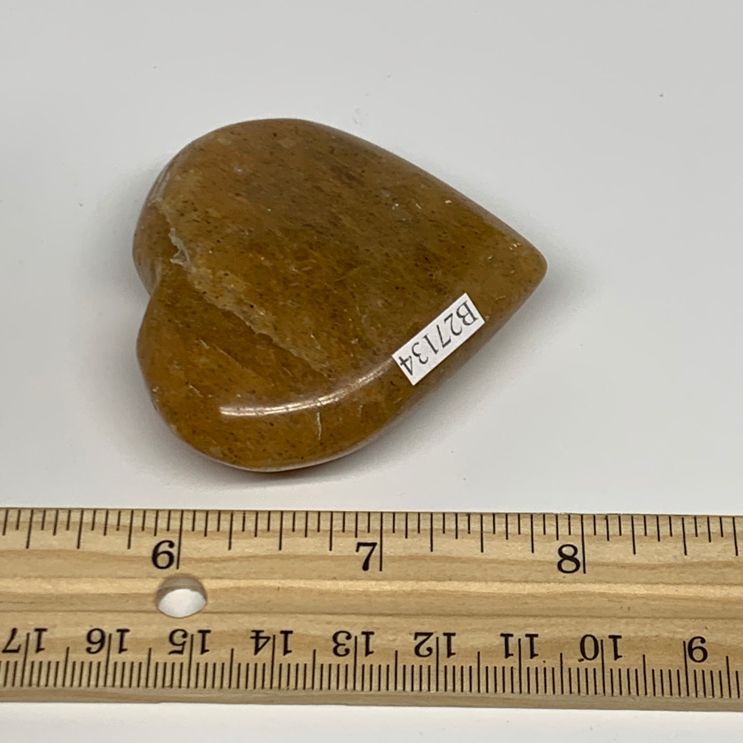 86.8g, 2.2"x2.3"x0.8", Natural Golden Quartz Heart Small Polished Crystal, B2713