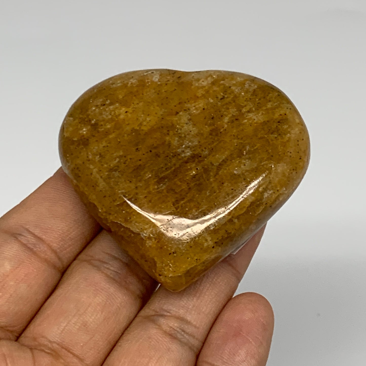 88.4g, 2.1"x2.2"x0.8", Natural Golden Quartz Heart Small Polished Crystal, B2713
