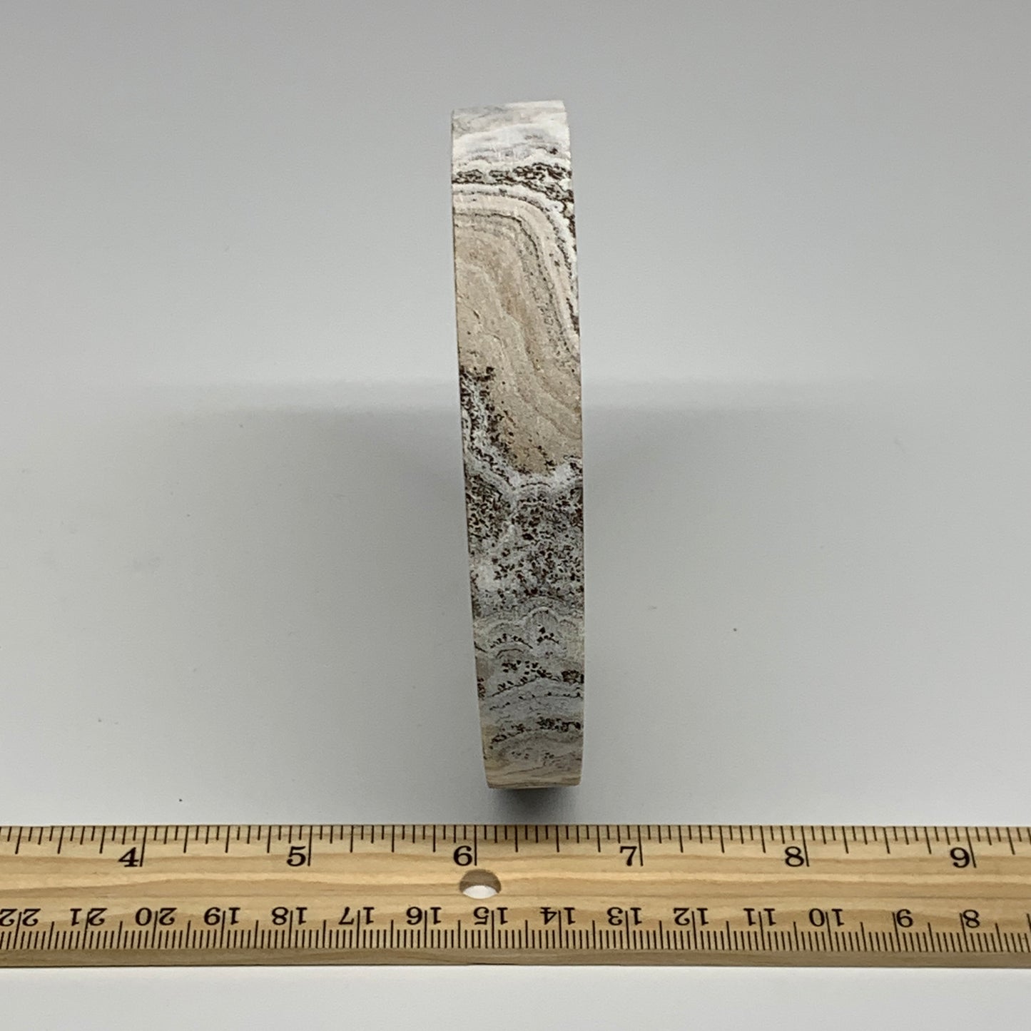 332.3g, 4.1"x0.7", Natural Picture Calcite Round Disc/Coaster @Mexico, B25477