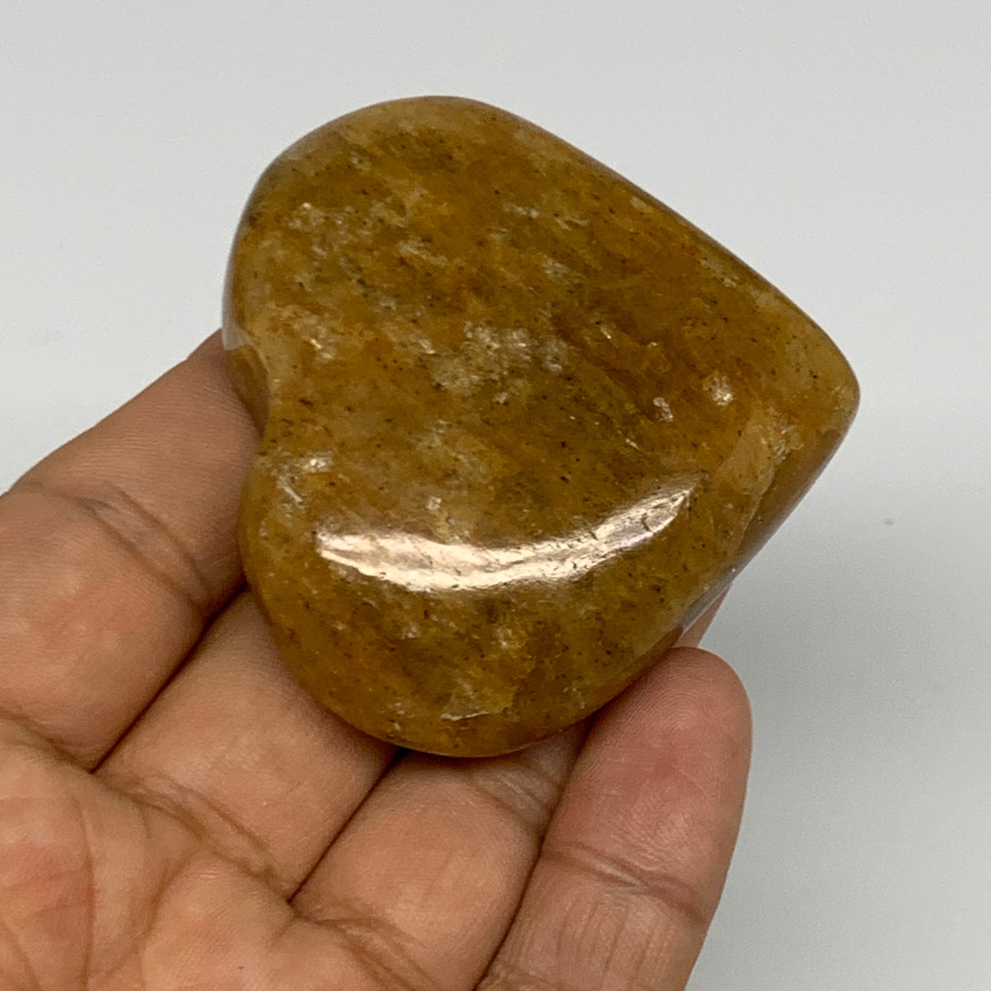 88.4g, 2.1"x2.2"x0.8", Natural Golden Quartz Heart Small Polished Crystal, B2713