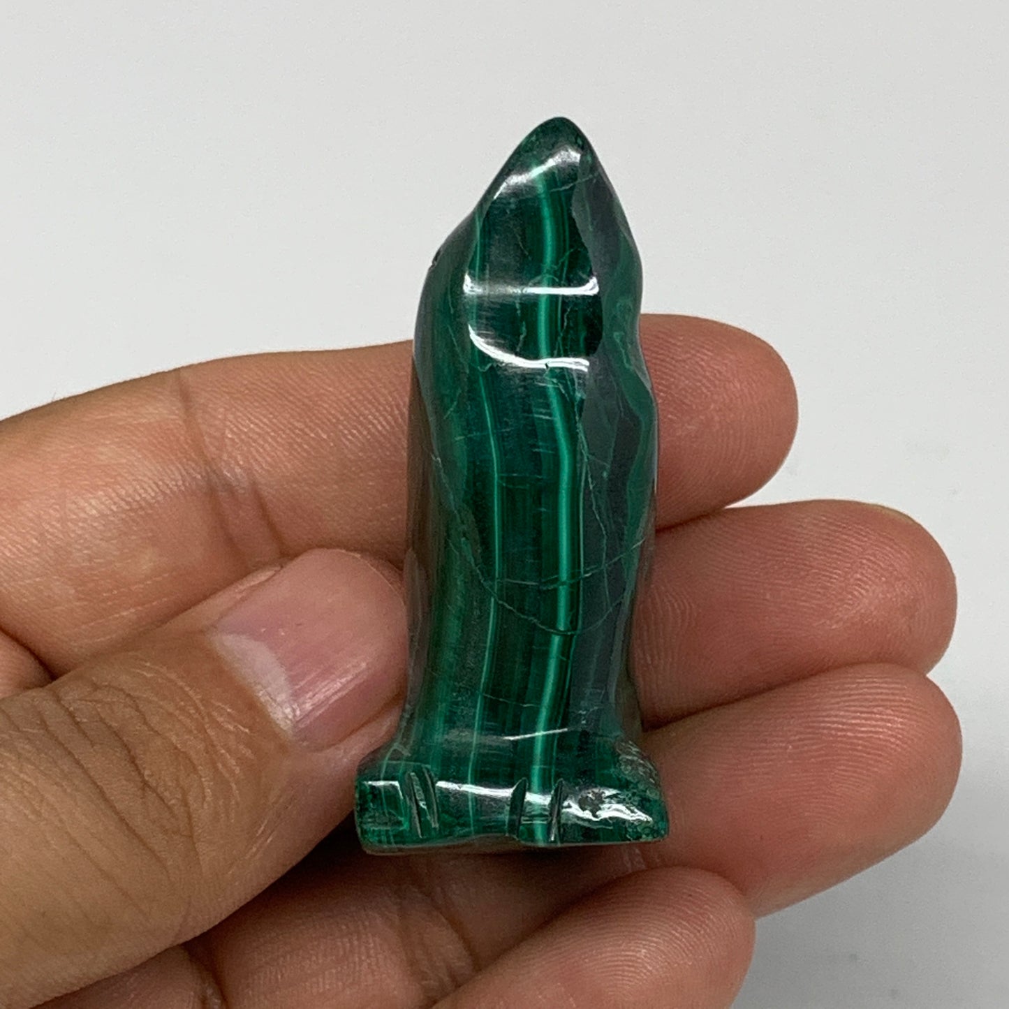 47.6g, 1.9"x1"x0.8" Natural Solid Malachite Penguin Figurine @Congo, B7398