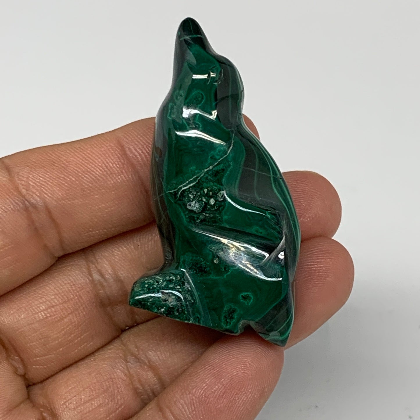 47.6g, 1.9"x1"x0.8" Natural Solid Malachite Penguin Figurine @Congo, B7398