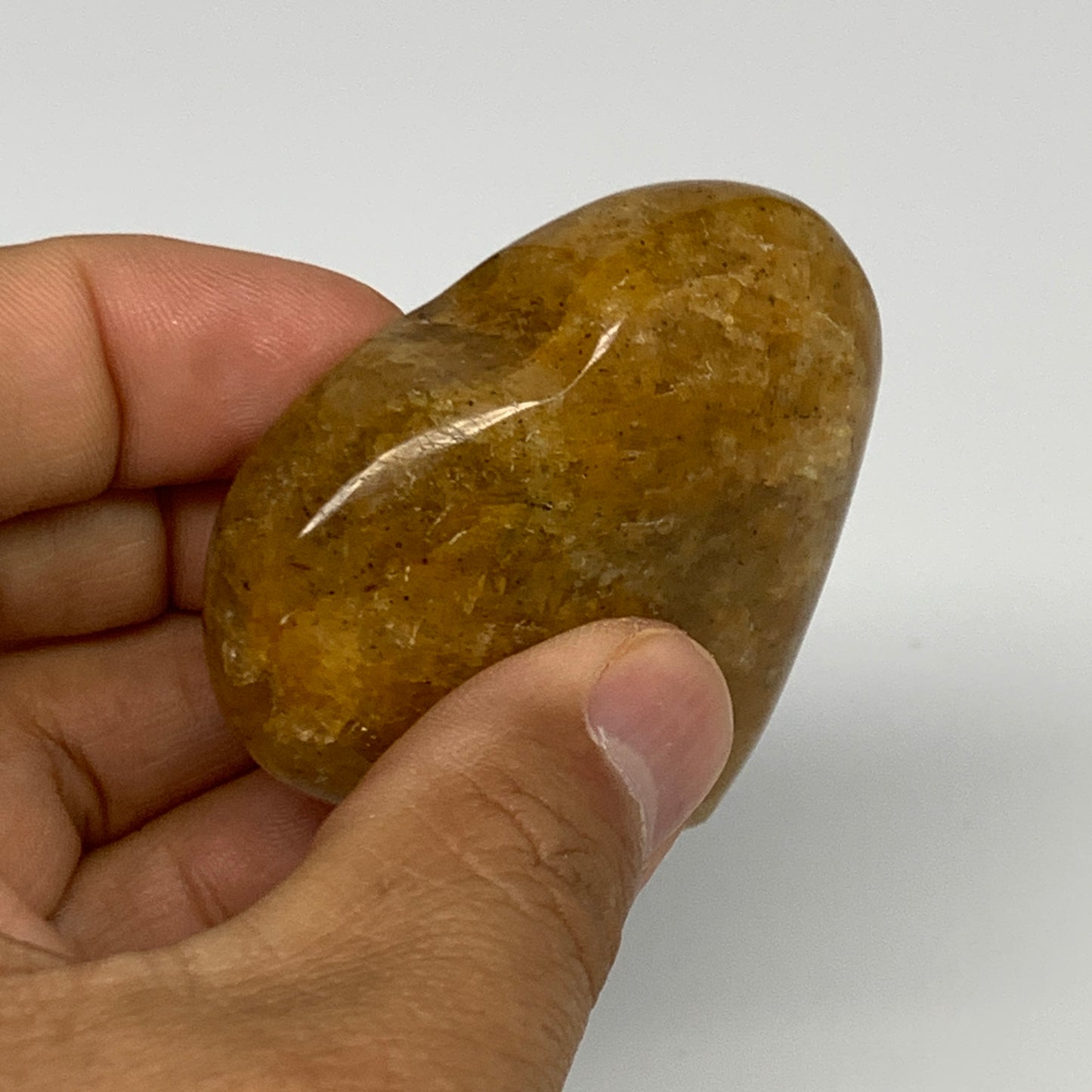 88.4g, 2.1"x2.2"x0.8", Natural Golden Quartz Heart Small Polished Crystal, B2713