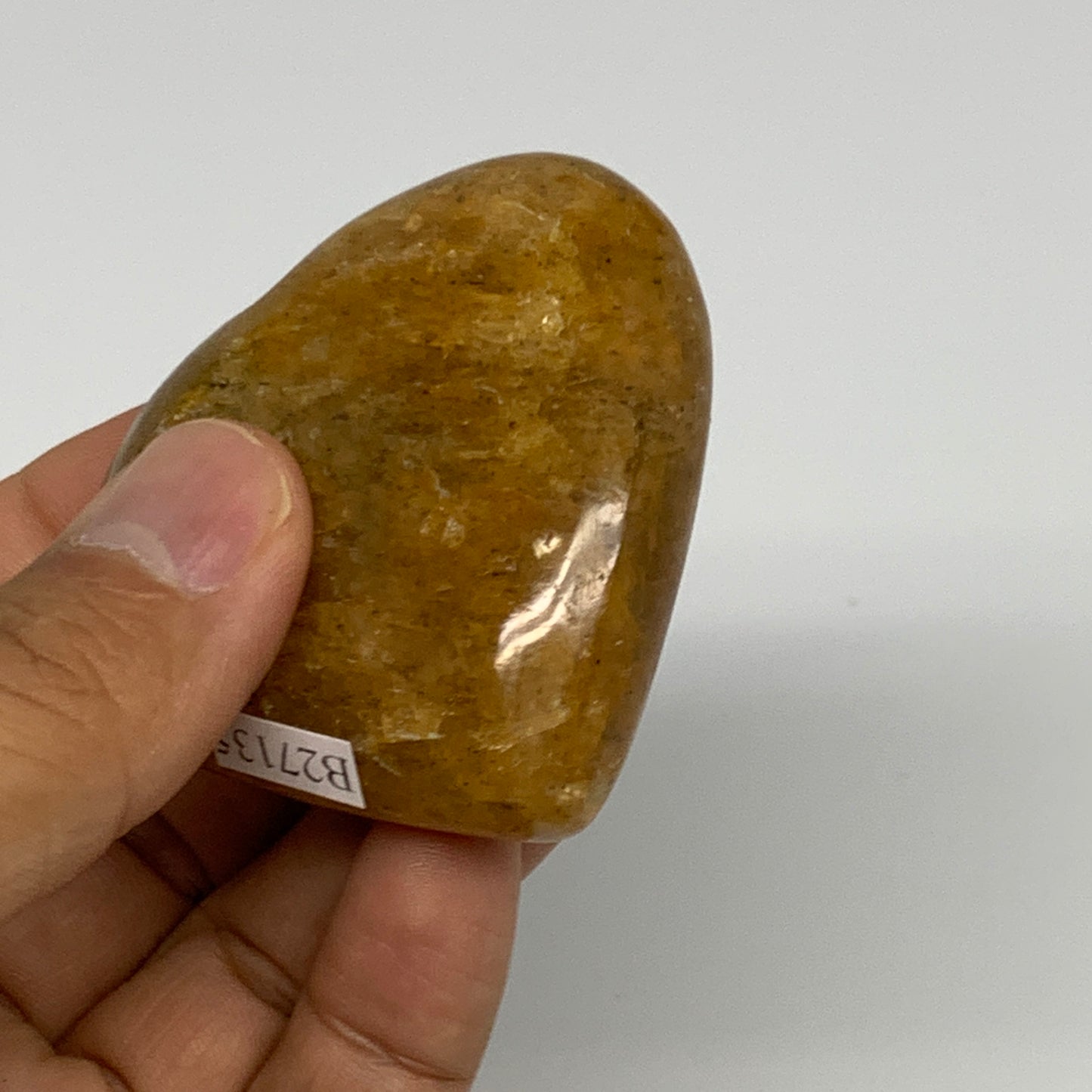 88.4g, 2.1"x2.2"x0.8", Natural Golden Quartz Heart Small Polished Crystal, B2713