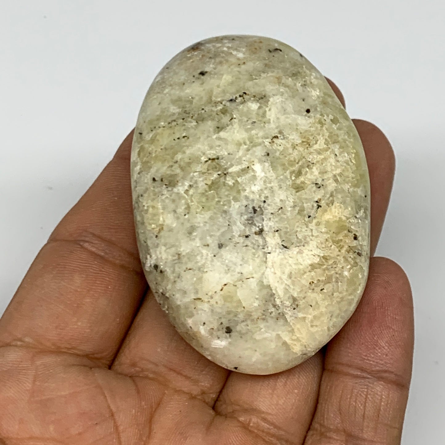 82.9g, 2.4"x1.6"x0.7", Natural Yellow Calcite Palm-Stone Crystal Polished Reiki,