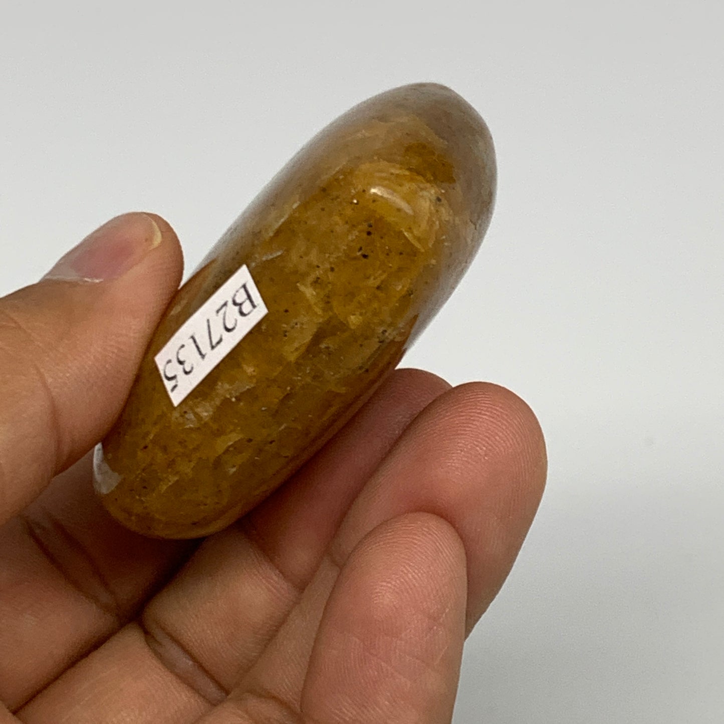 88.4g, 2.1"x2.2"x0.8", Natural Golden Quartz Heart Small Polished Crystal, B2713