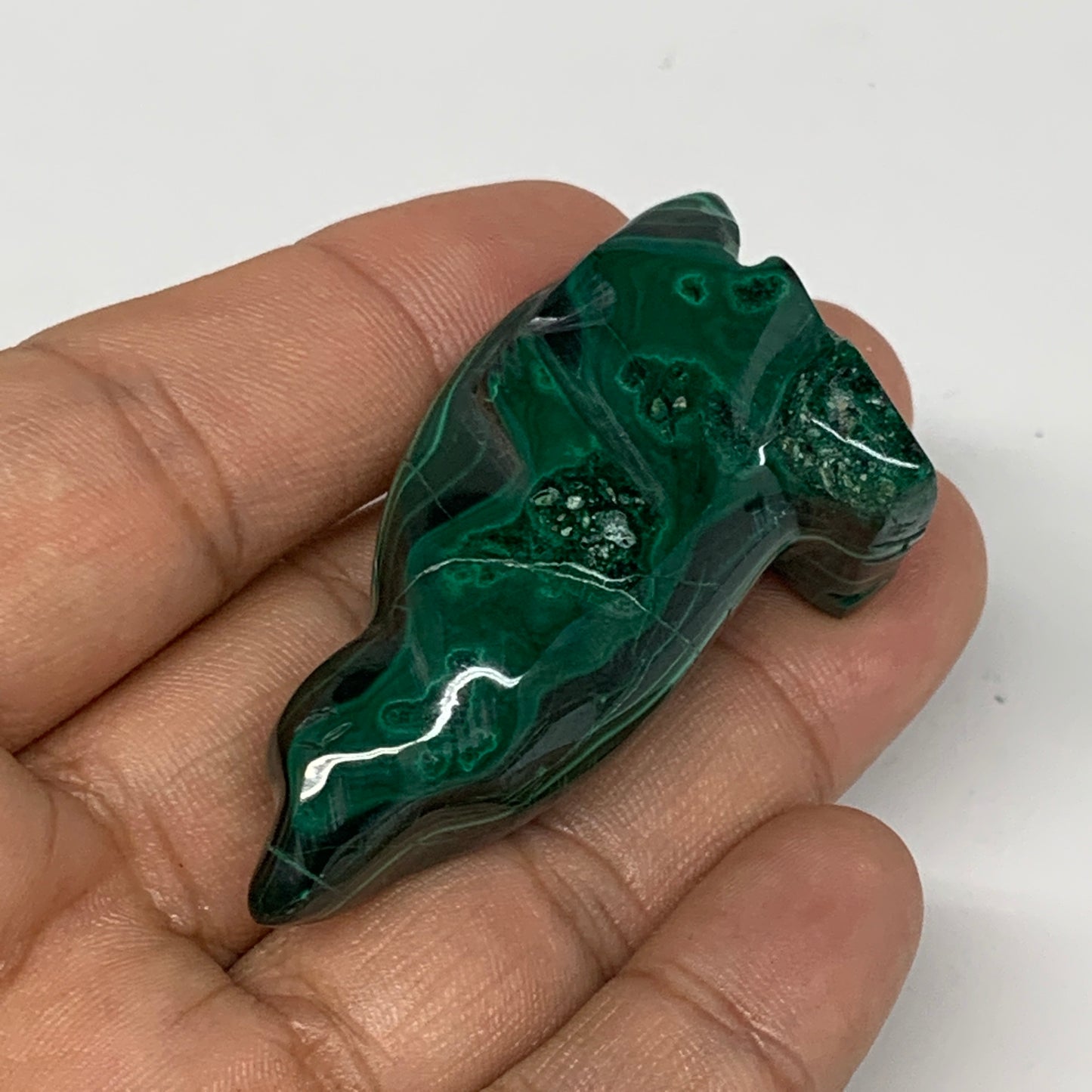 47.6g, 1.9"x1"x0.8" Natural Solid Malachite Penguin Figurine @Congo, B7398