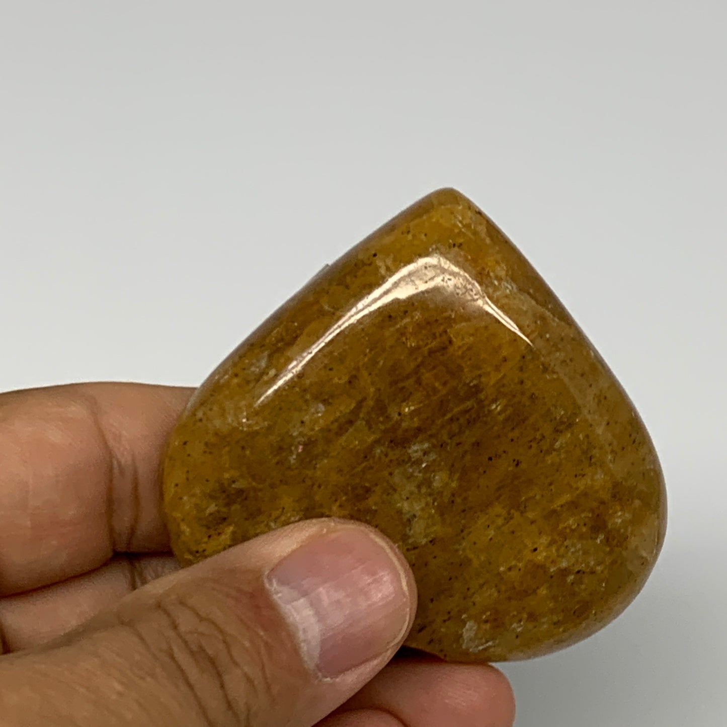 88.4g, 2.1"x2.2"x0.8", Natural Golden Quartz Heart Small Polished Crystal, B2713