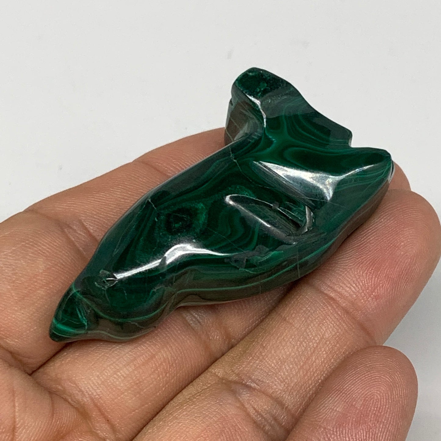 47.6g, 1.9"x1"x0.8" Natural Solid Malachite Penguin Figurine @Congo, B7398