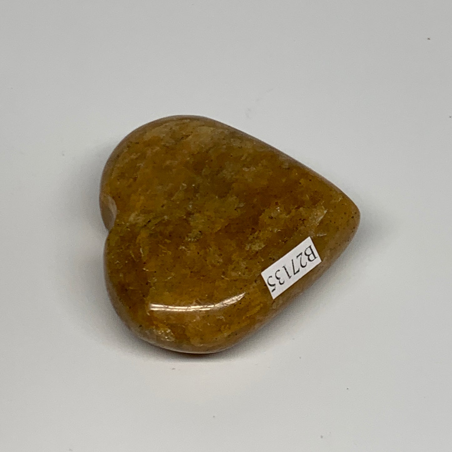 88.4g, 2.1"x2.2"x0.8", Natural Golden Quartz Heart Small Polished Crystal, B2713