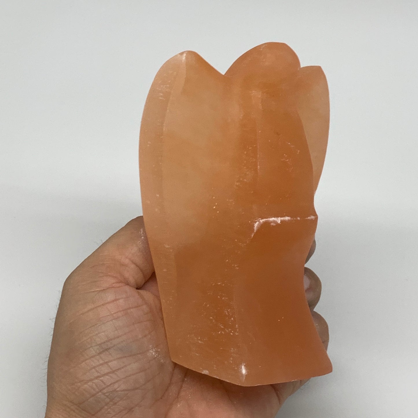 506g, 4.7"x3.2"x1.9"" Orange Selenite (Satin Spar) Angel Crystal @Morocco,B9383