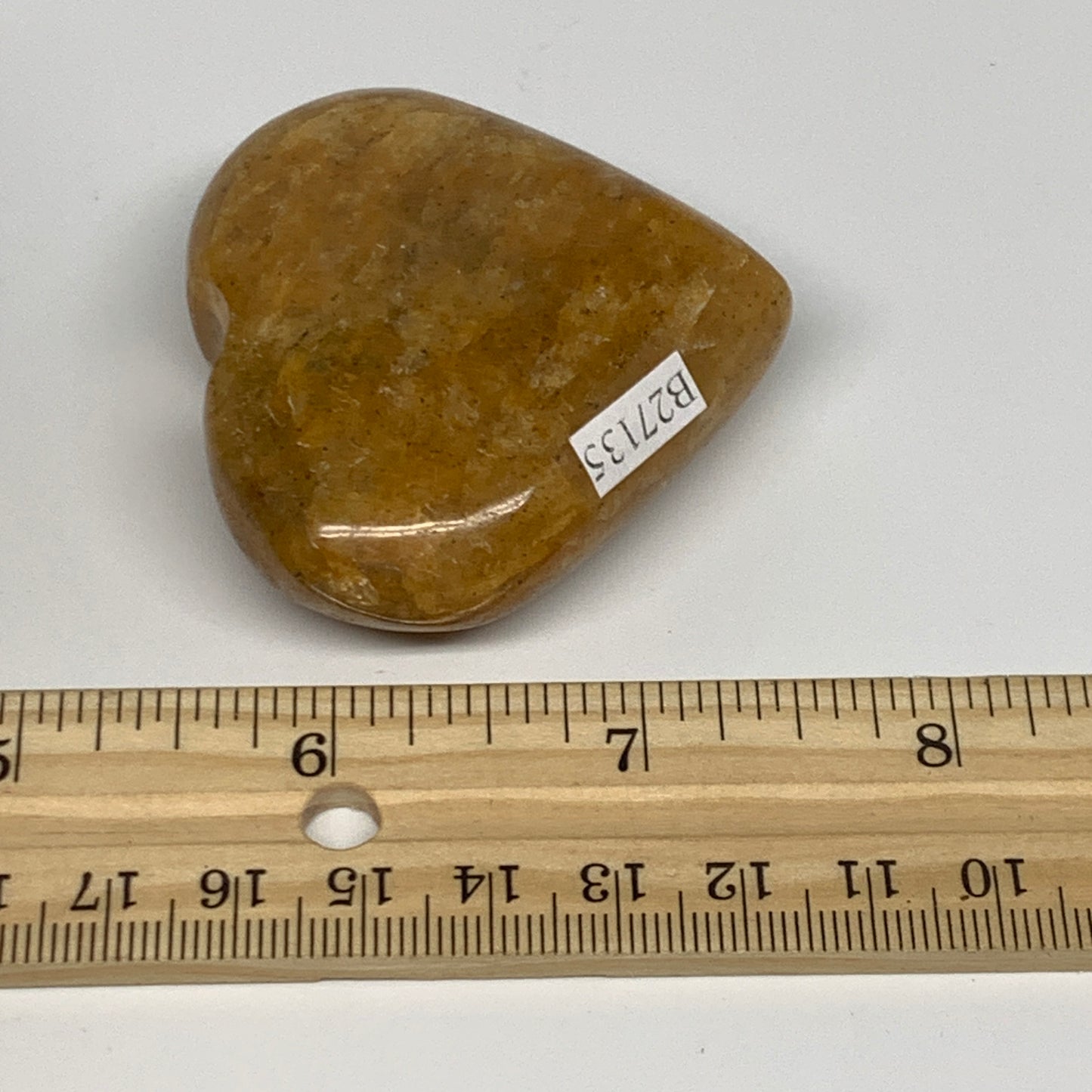 88.4g, 2.1"x2.2"x0.8", Natural Golden Quartz Heart Small Polished Crystal, B2713