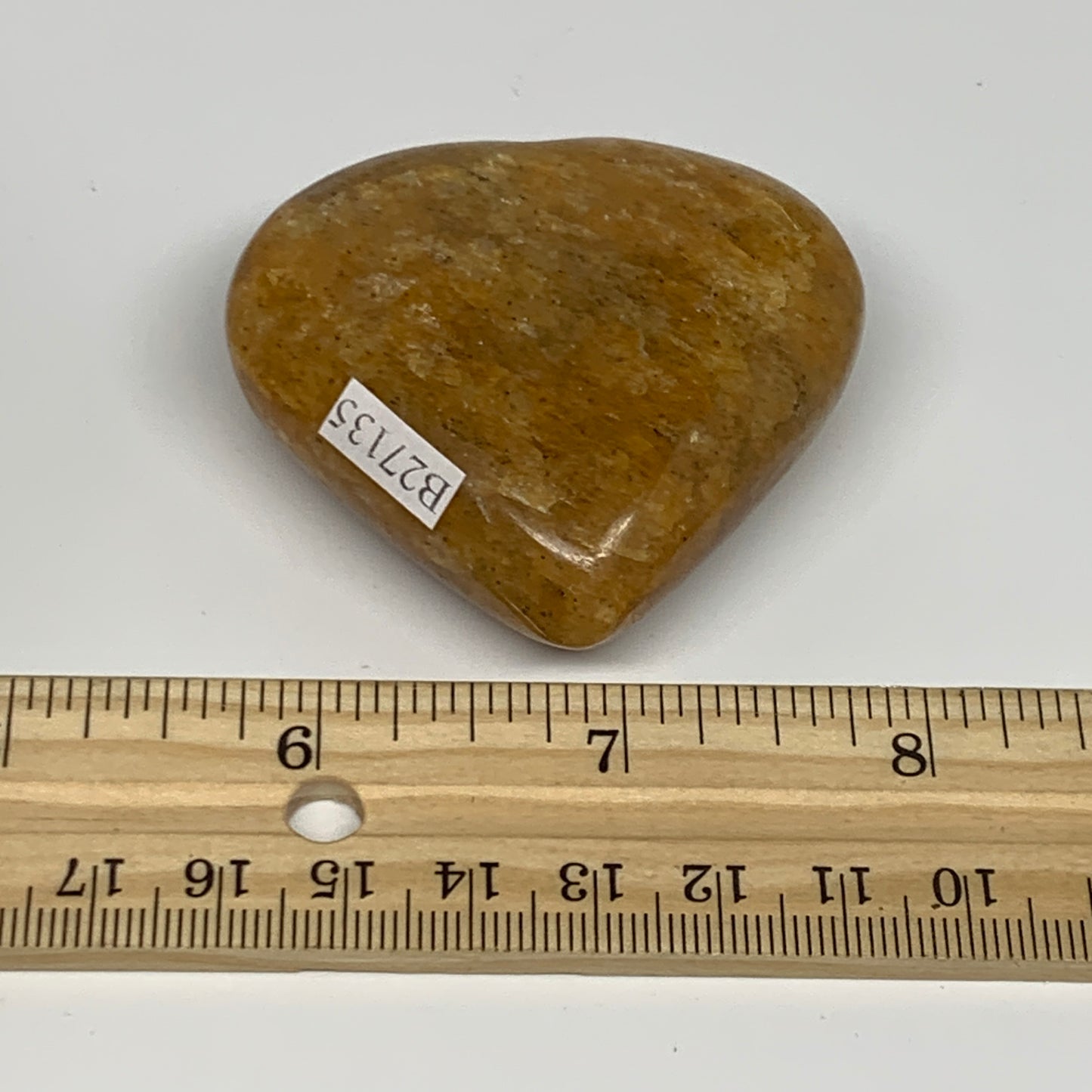 88.4g, 2.1"x2.2"x0.8", Natural Golden Quartz Heart Small Polished Crystal, B2713