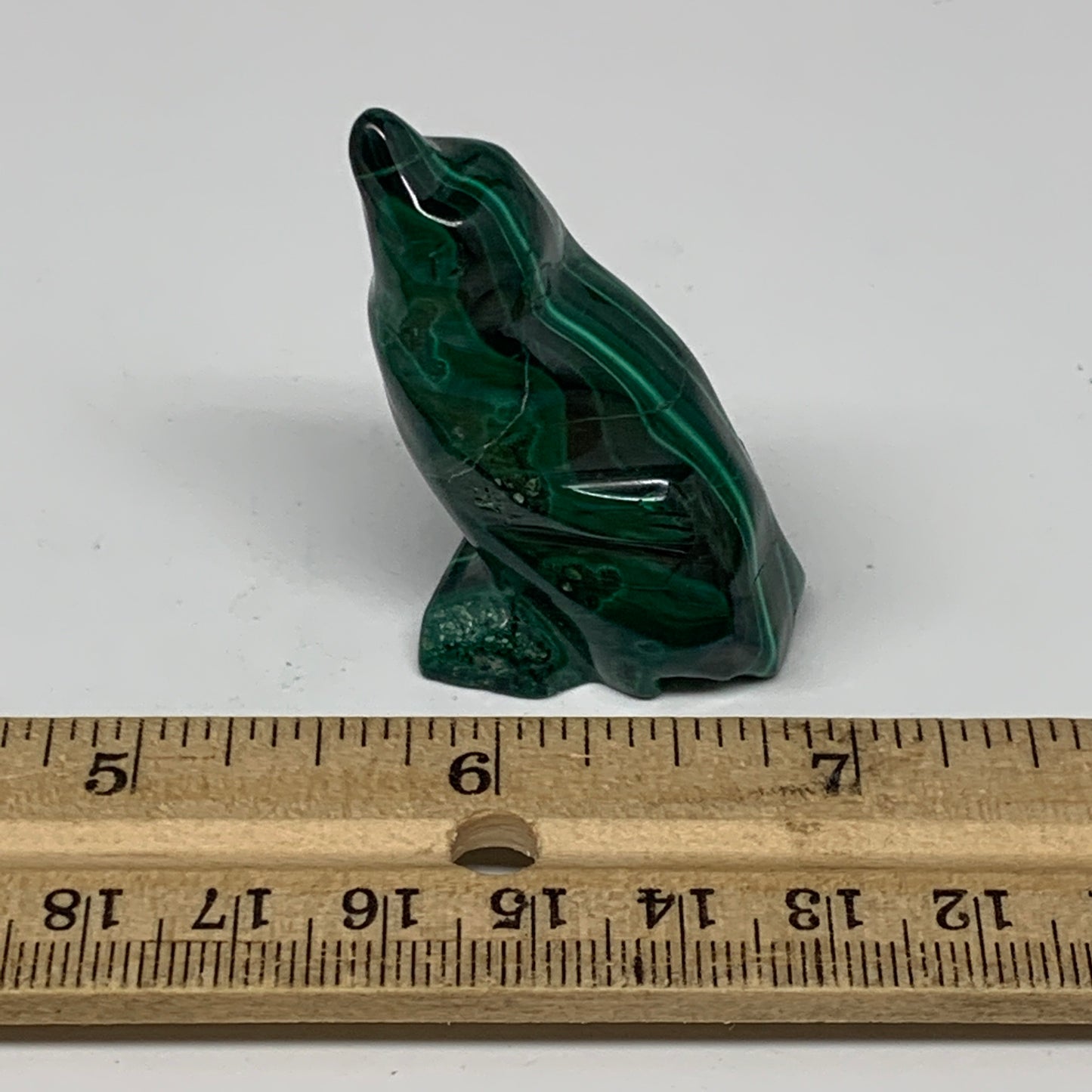 47.6g, 1.9"x1"x0.8" Natural Solid Malachite Penguin Figurine @Congo, B7398