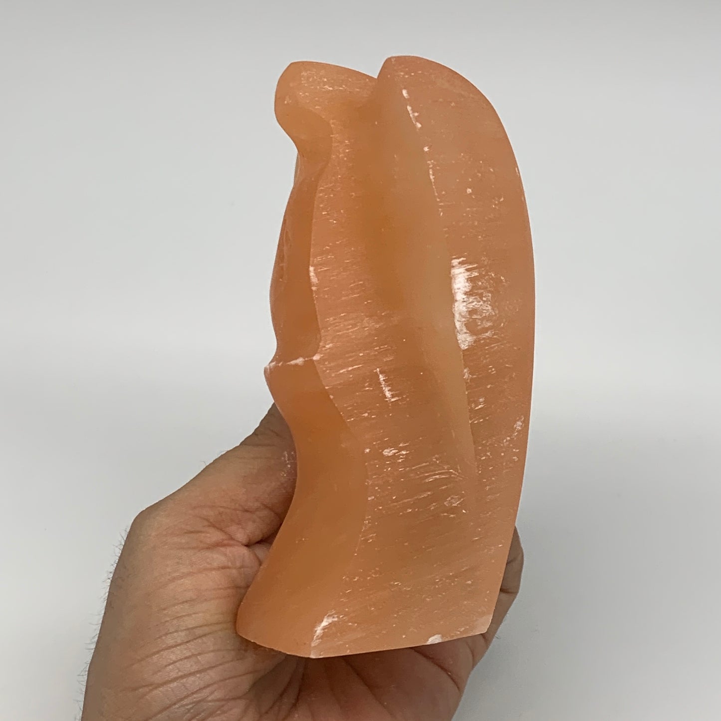 506g, 4.7"x3.2"x1.9"" Orange Selenite (Satin Spar) Angel Crystal @Morocco,B9383