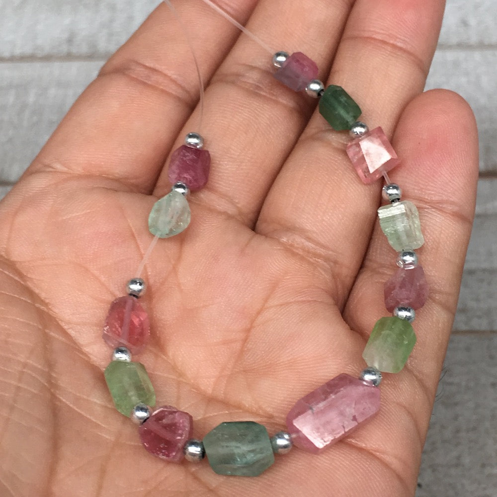 30.5cts, 13pcs, 6mm-13mm Tourmaline Gemstone Faceted Beads @Afghanistan,BE25