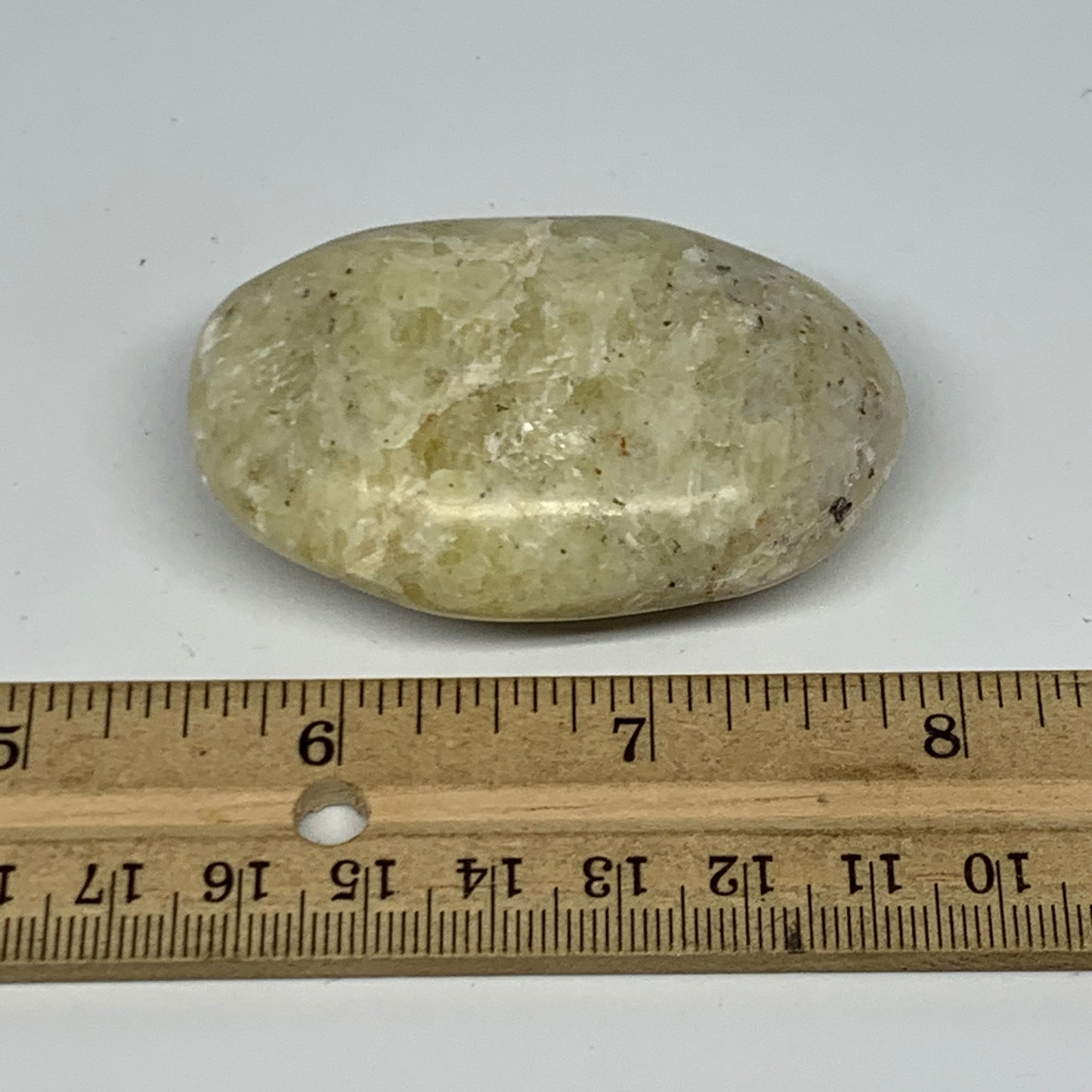 82.9g, 2.4"x1.6"x0.7", Natural Yellow Calcite Palm-Stone Crystal Polished Reiki,