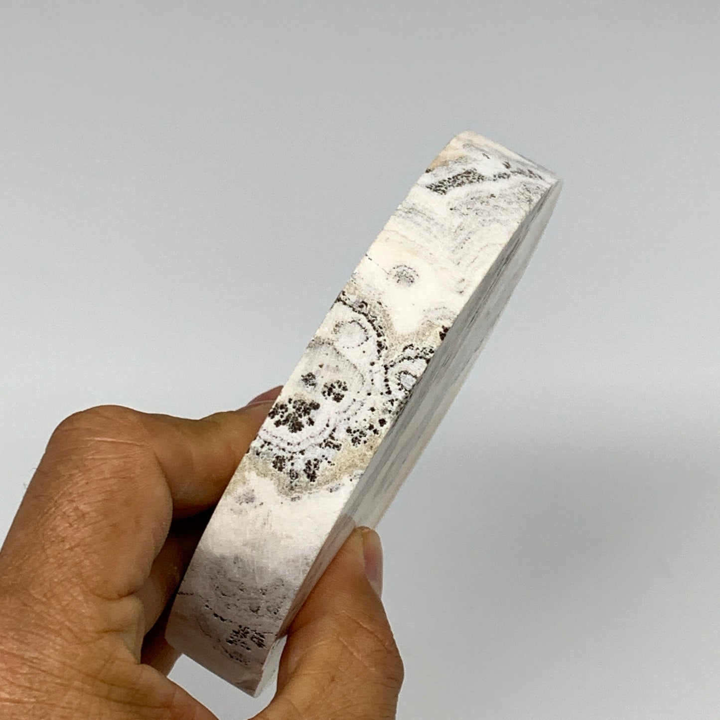 423.9g, 4.3"x0.8", Natural Picture Calcite Round Disc/Coaster @Mexico, B25479