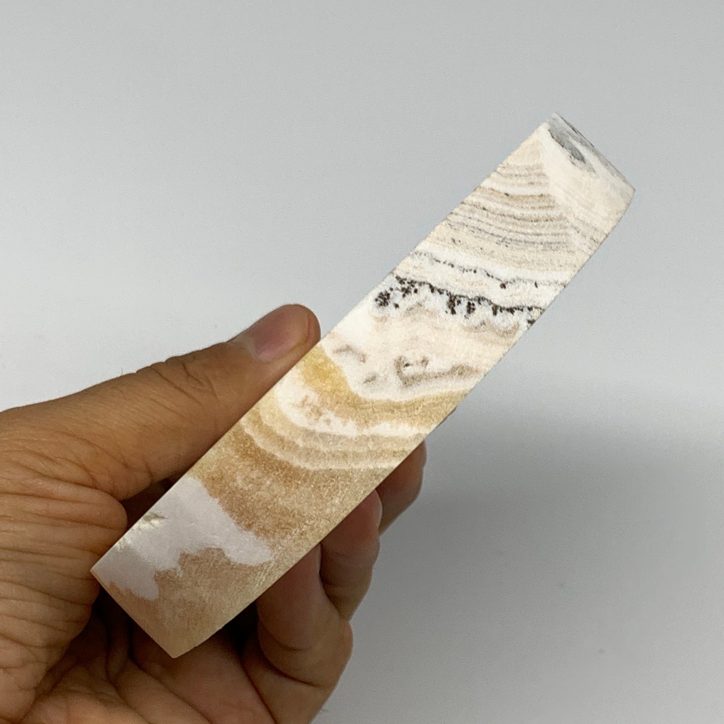 423.9g, 4.3"x0.8", Natural Picture Calcite Round Disc/Coaster @Mexico, B25479