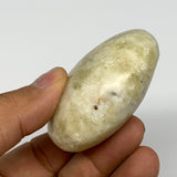 102.4g, 2.2"x1.8"x1.1", Natural Yellow Calcite Palm-Stone Crystal Polished Reiki
