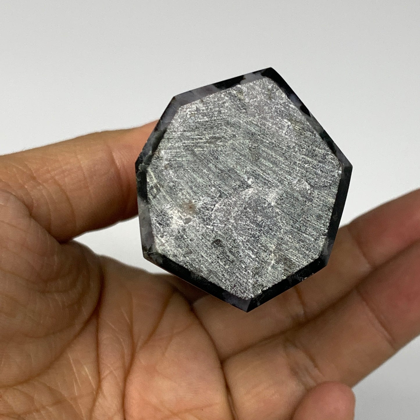 381.1g, 6.4"x1.6"x1.4" Indigo Gabro Merlinite Point Tower @Madagascar,B18295