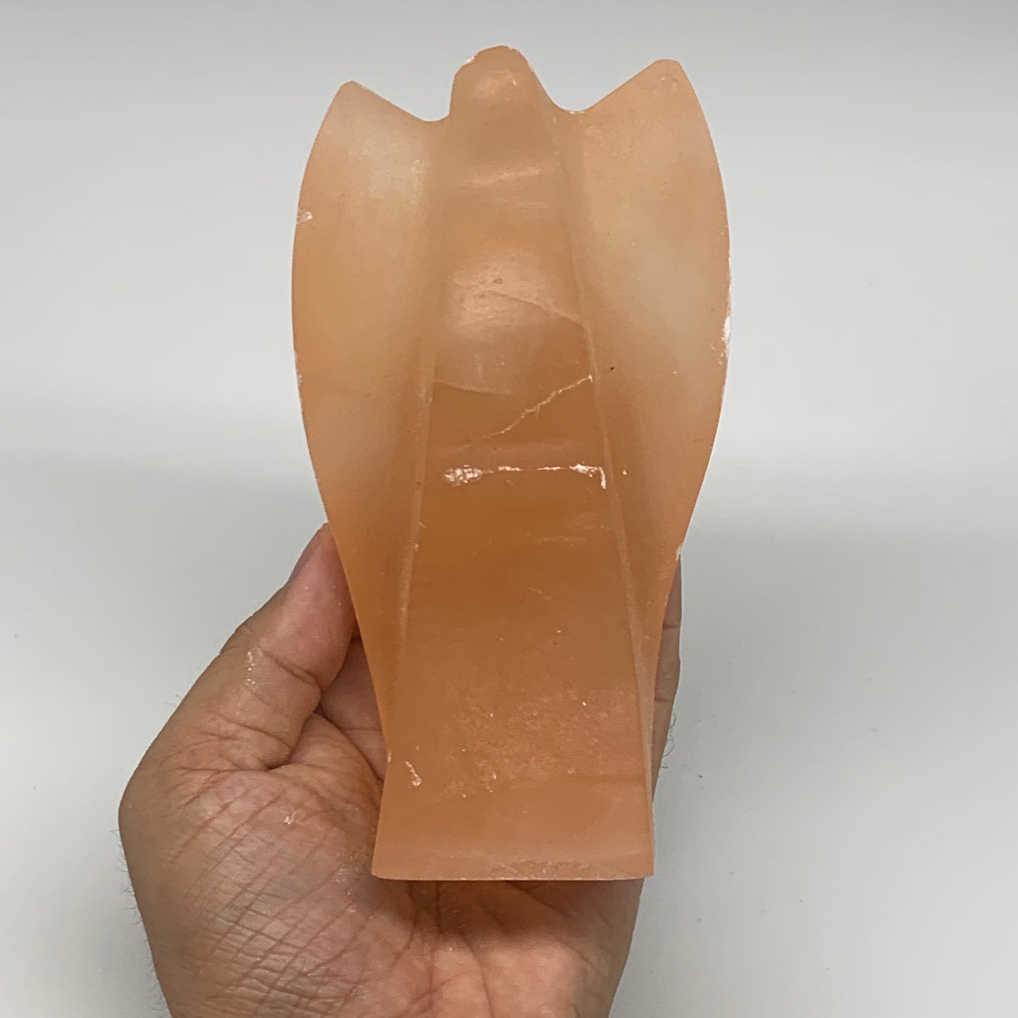 638g, 5.4"x3"x2"" Orange Selenite (Satin Spar) Angel Crystal @Morocco,B9384