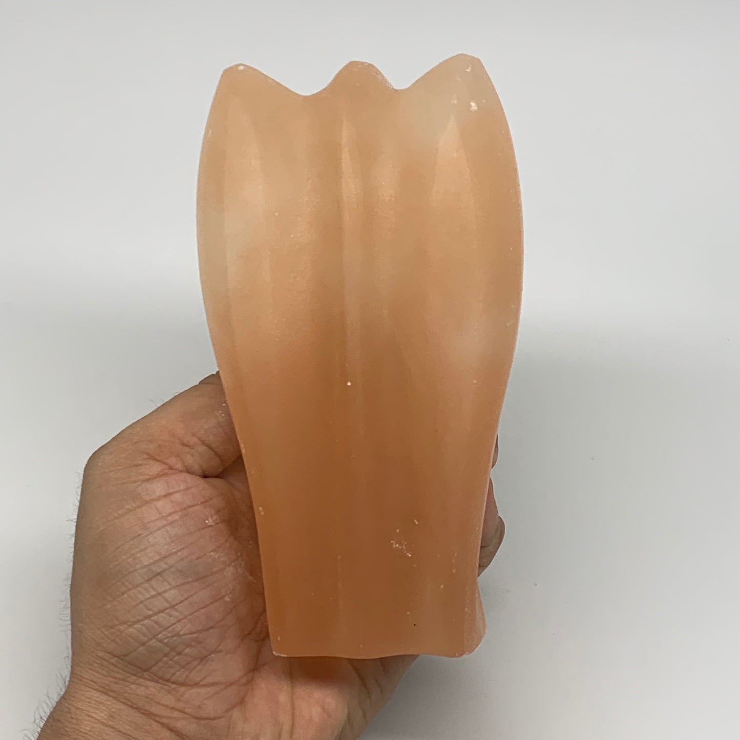 638g, 5.4"x3"x2"" Orange Selenite (Satin Spar) Angel Crystal @Morocco,B9384