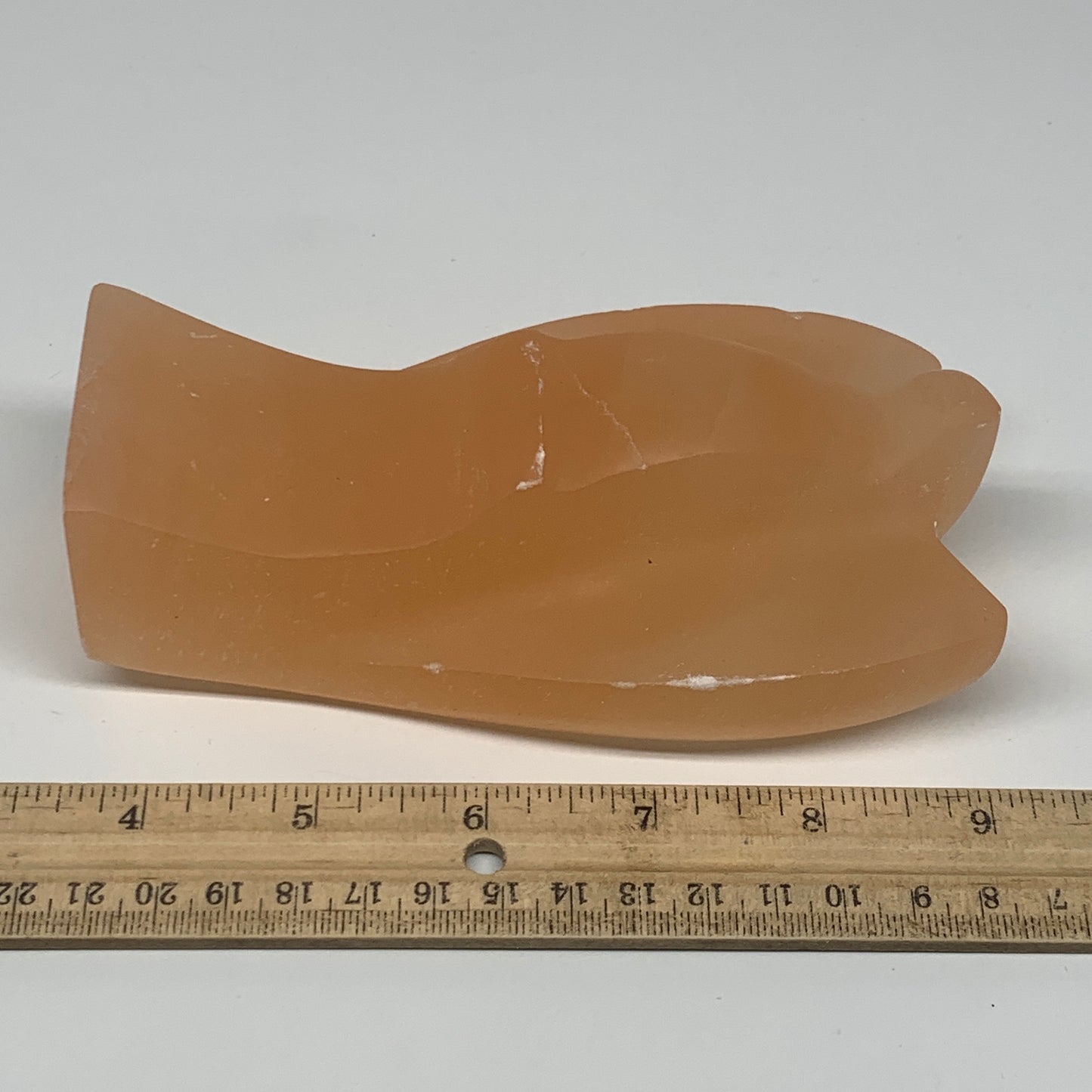 638g, 5.4"x3"x2"" Orange Selenite (Satin Spar) Angel Crystal @Morocco,B9384