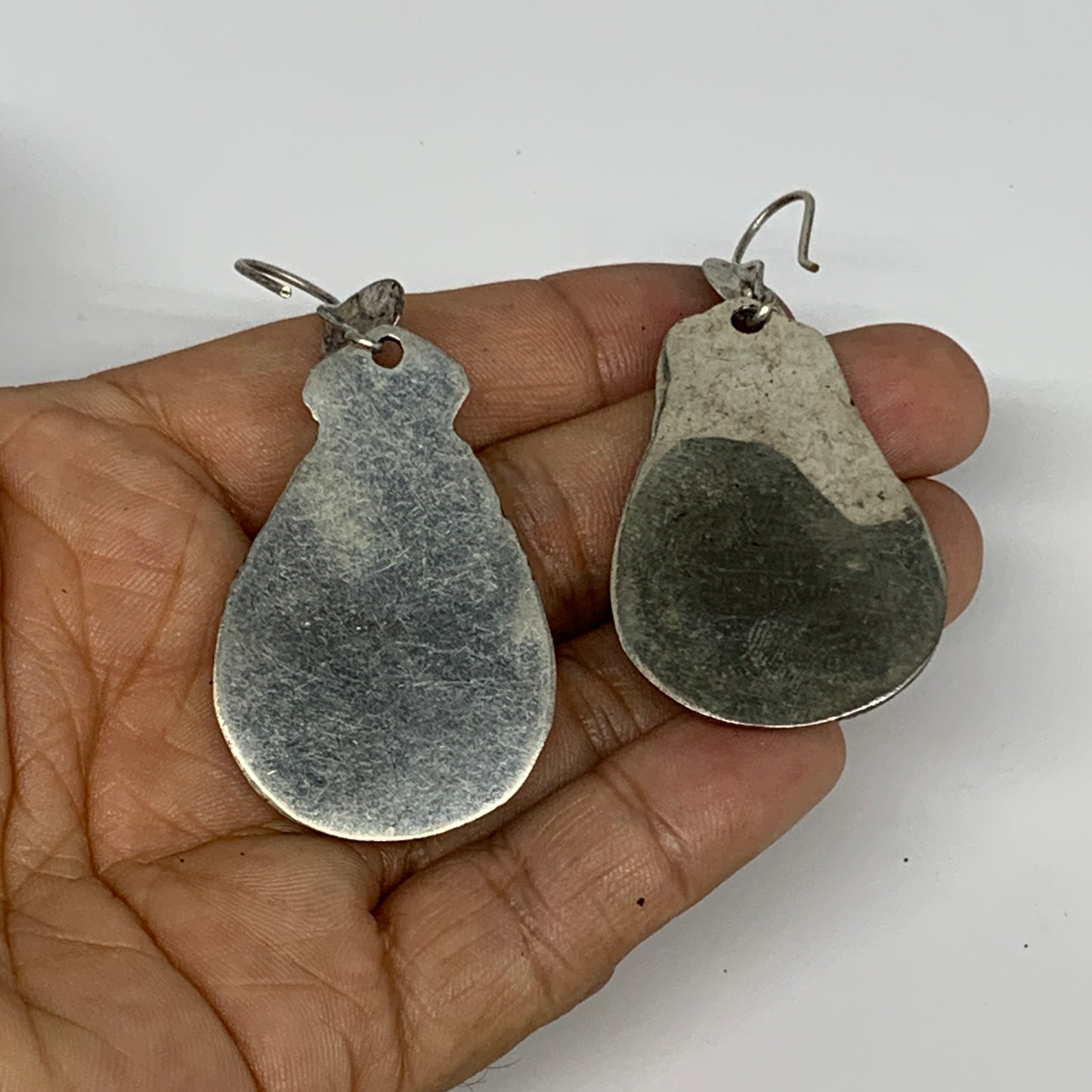 22.8g, 2.8"x1.1" Turkmen Earring Tribal Jewelry Black Carnelian Teardrop Boho, B