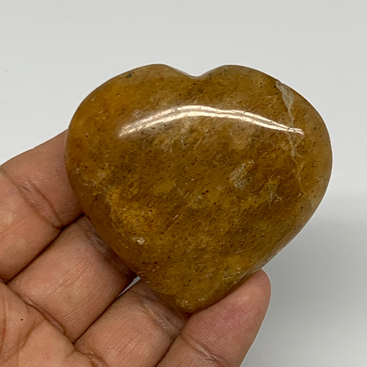 82.8g, 2.1"x2.2"x0.8", Natural Golden Quartz Heart Small Polished Crystal, B2714