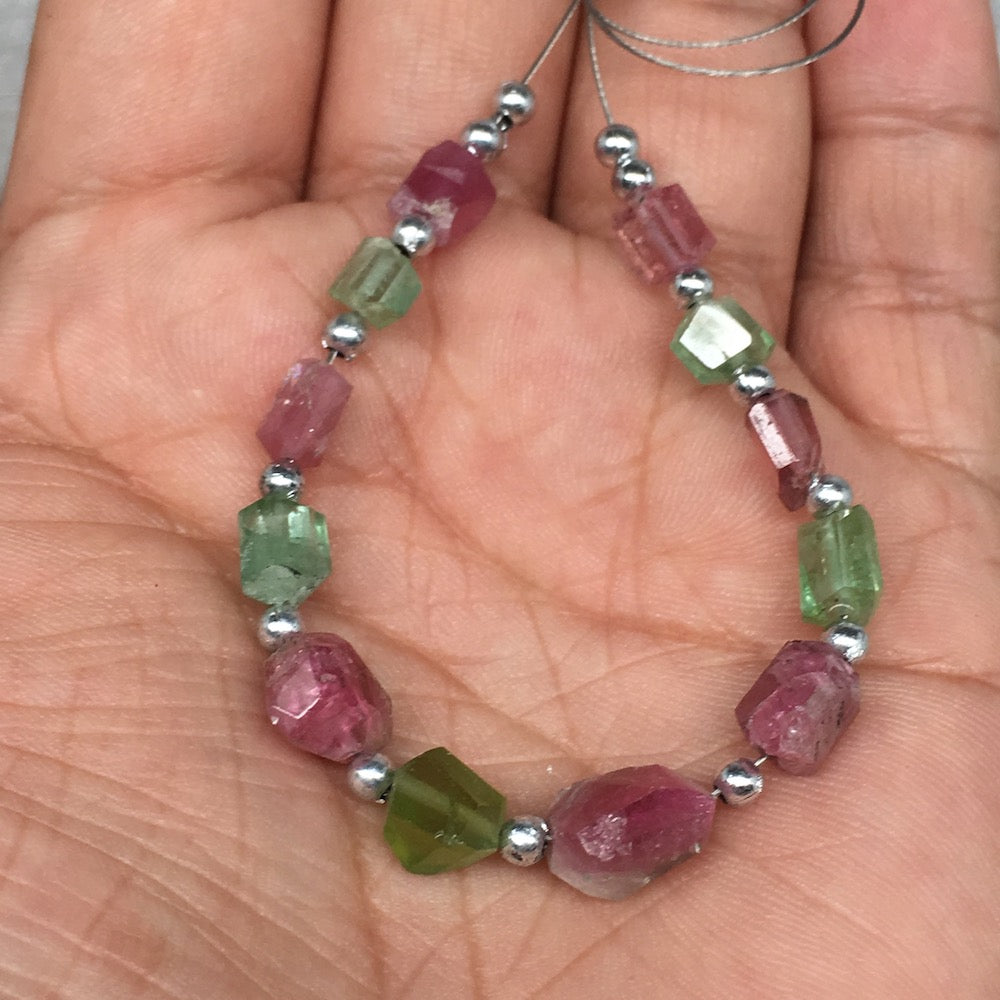 28cts, 12pcs, 5mm-11mm Tourmaline Gemstone Faceted Beads @Afghanistan,BE22