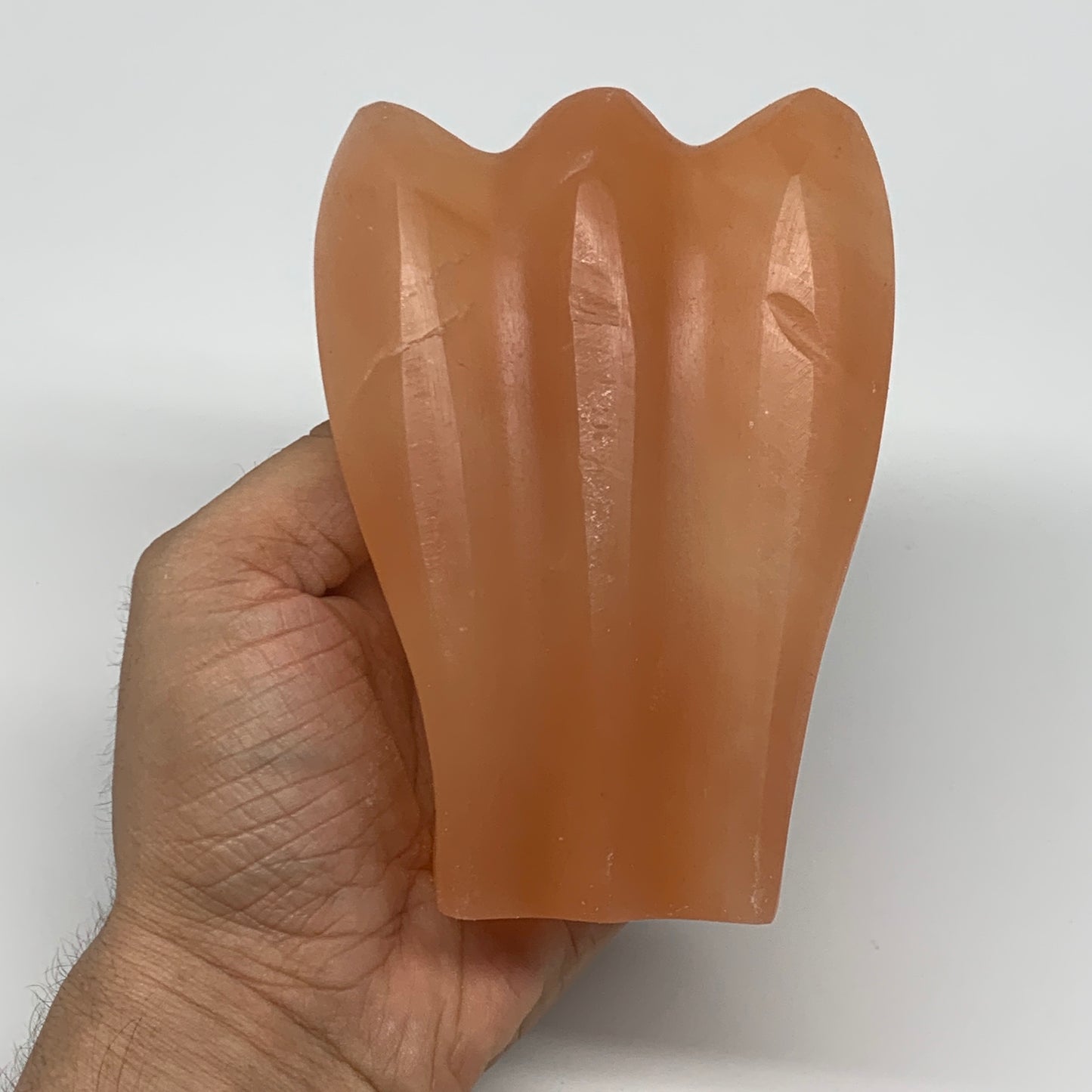 594g, 4.7"x3.3"x2"" Orange Selenite (Satin Spar) Angel Crystal @Morocco,B9385