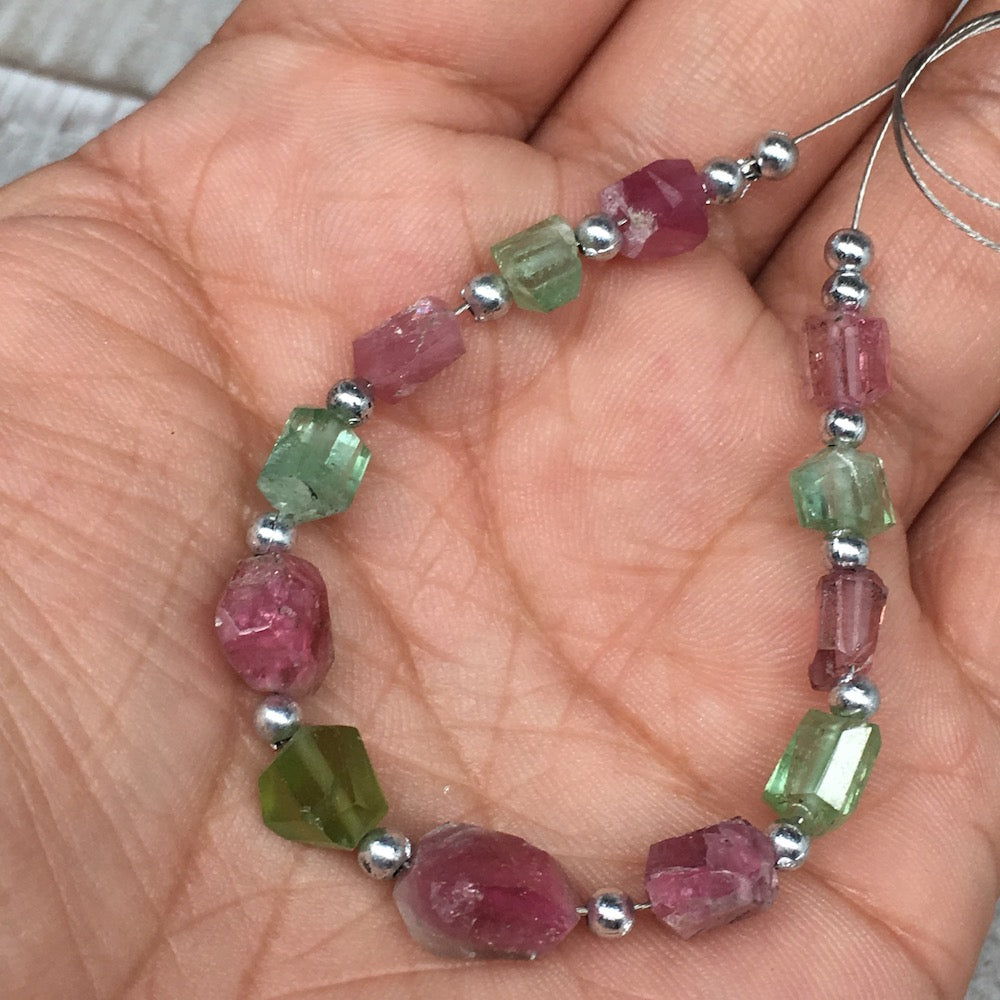 28cts, 12pcs, 5mm-11mm Tourmaline Gemstone Faceted Beads @Afghanistan,BE22