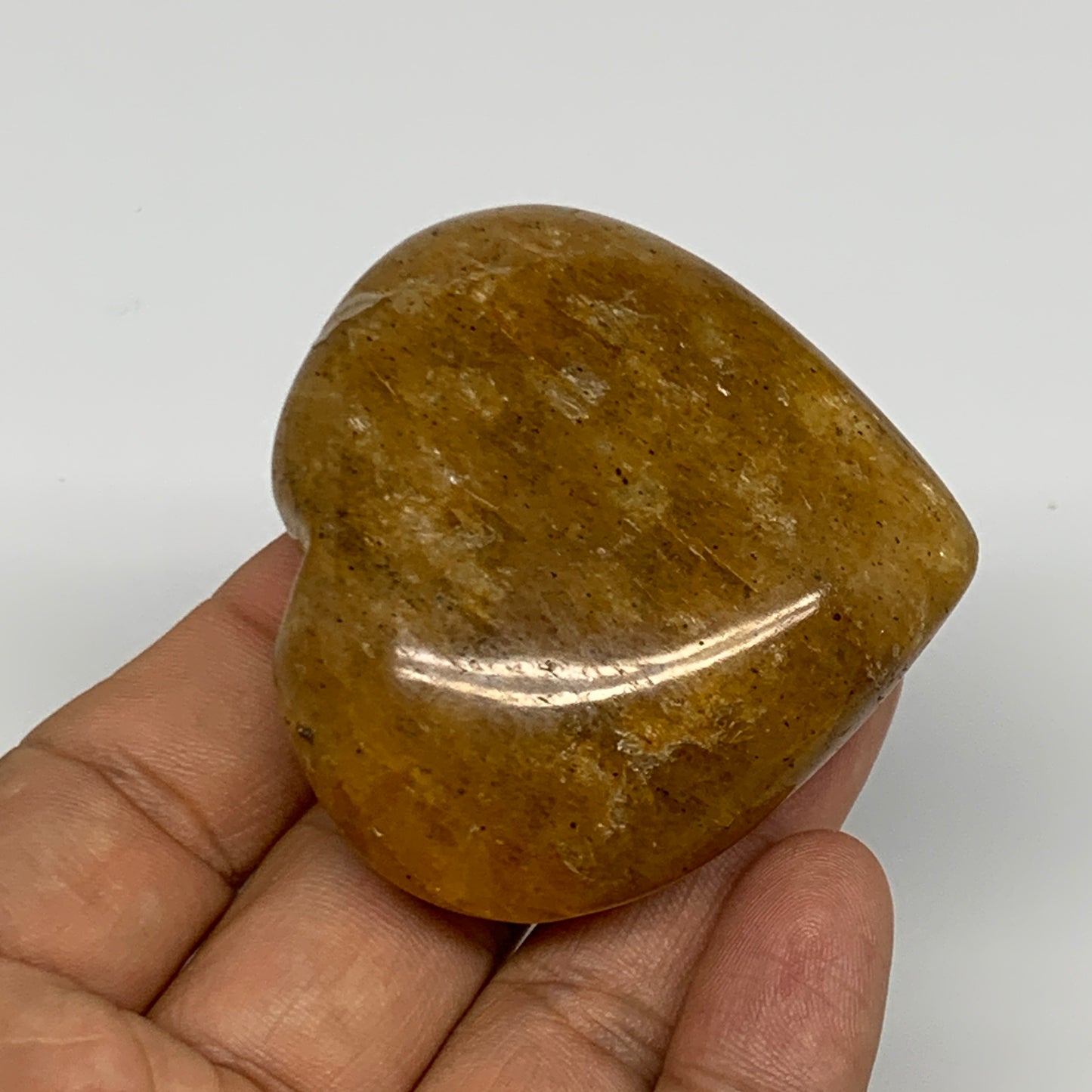 82.8g, 2.1"x2.2"x0.8", Natural Golden Quartz Heart Small Polished Crystal, B2714