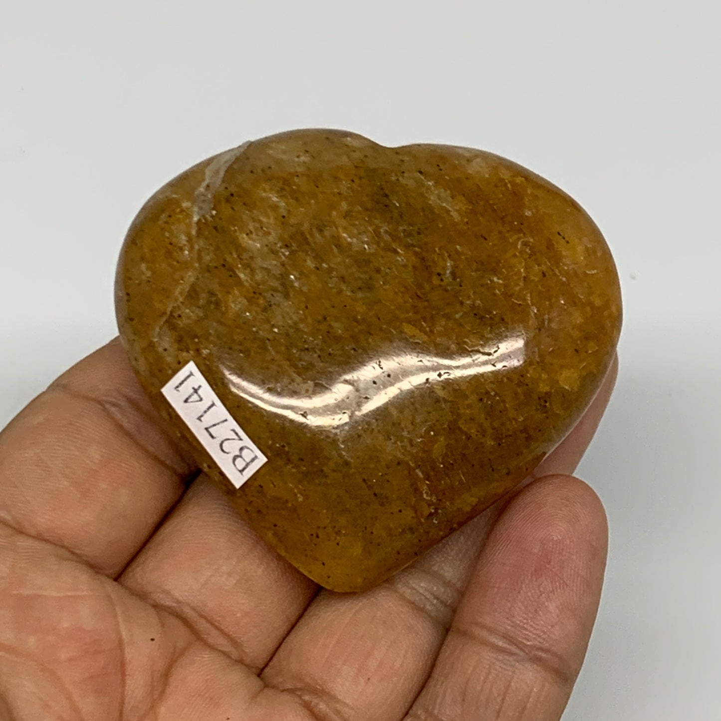 82.8g, 2.1"x2.2"x0.8", Natural Golden Quartz Heart Small Polished Crystal, B2714